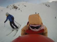 Семья в сборе на спуске в Les Deux Alpes