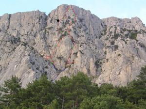 Чёрный круг - место аварии. Чёрная линия - линия подъёма пострадавшего.